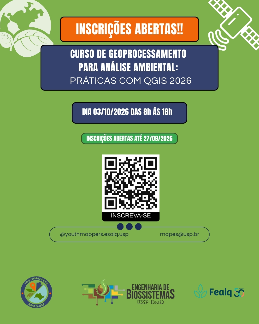 Curso de Geoprocessamento para Análise Ambiental oferece formação prática em QGIS na Esalq/USP